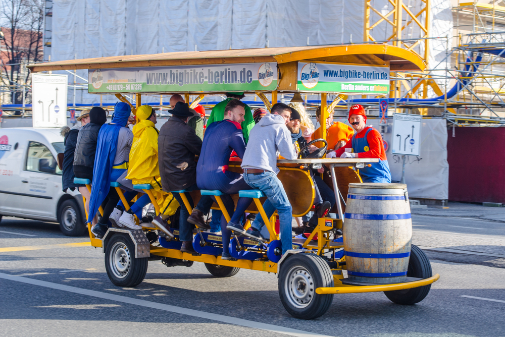 Moving beer cart in Berlin.